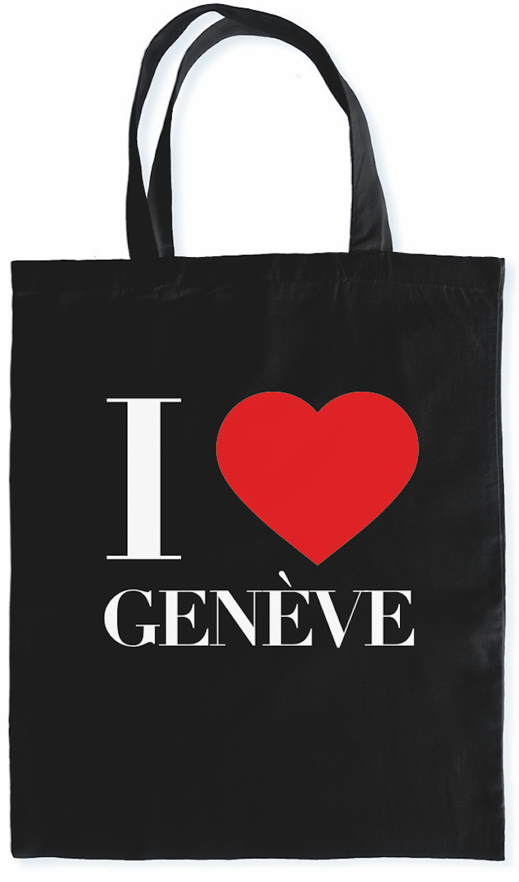 Tote bag black I love Genève